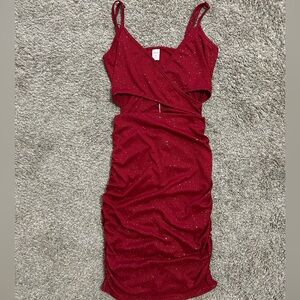 red ruffle dress